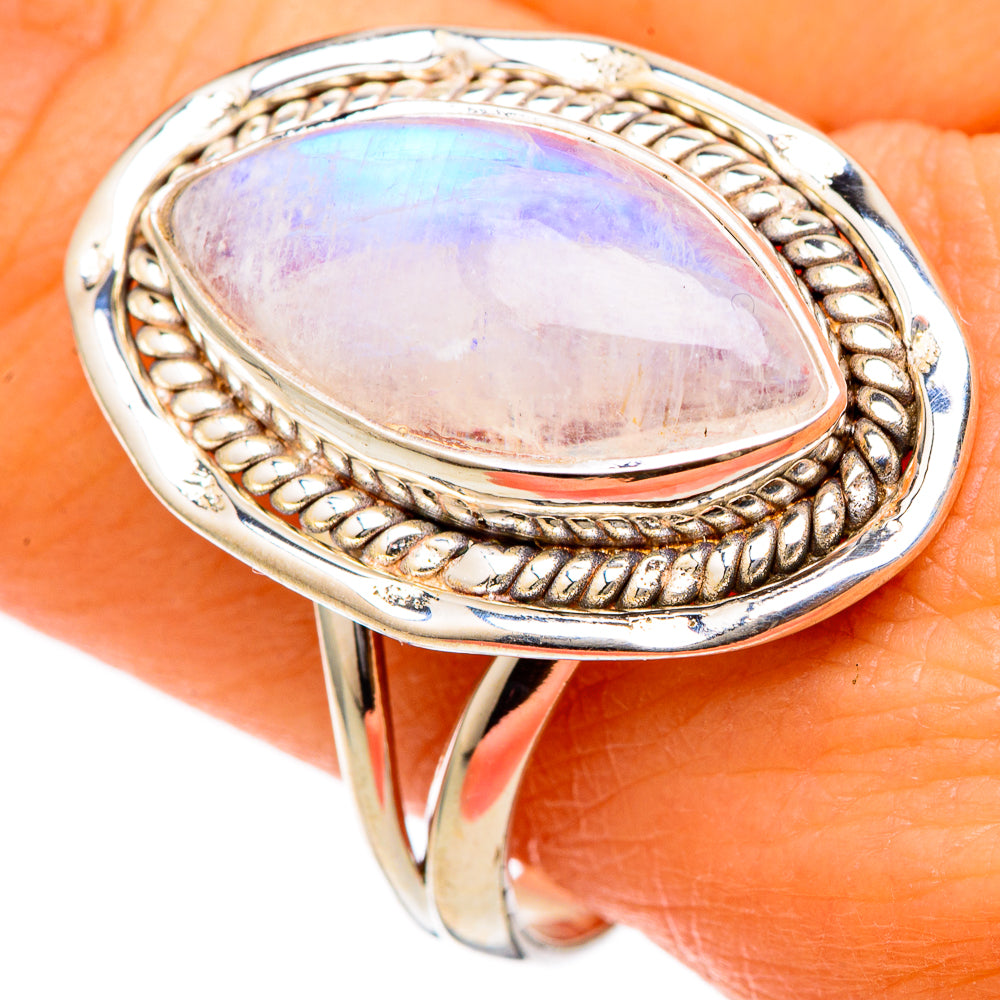 Rainbow Moonstone Rings handcrafted by Ana Silver Co - RING101651