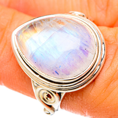 Rainbow Moonstone Rings handcrafted by Ana Silver Co - RING101652