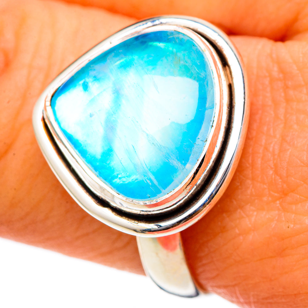 Rainbow Moonstone Rings handcrafted by Ana Silver Co - RING101656