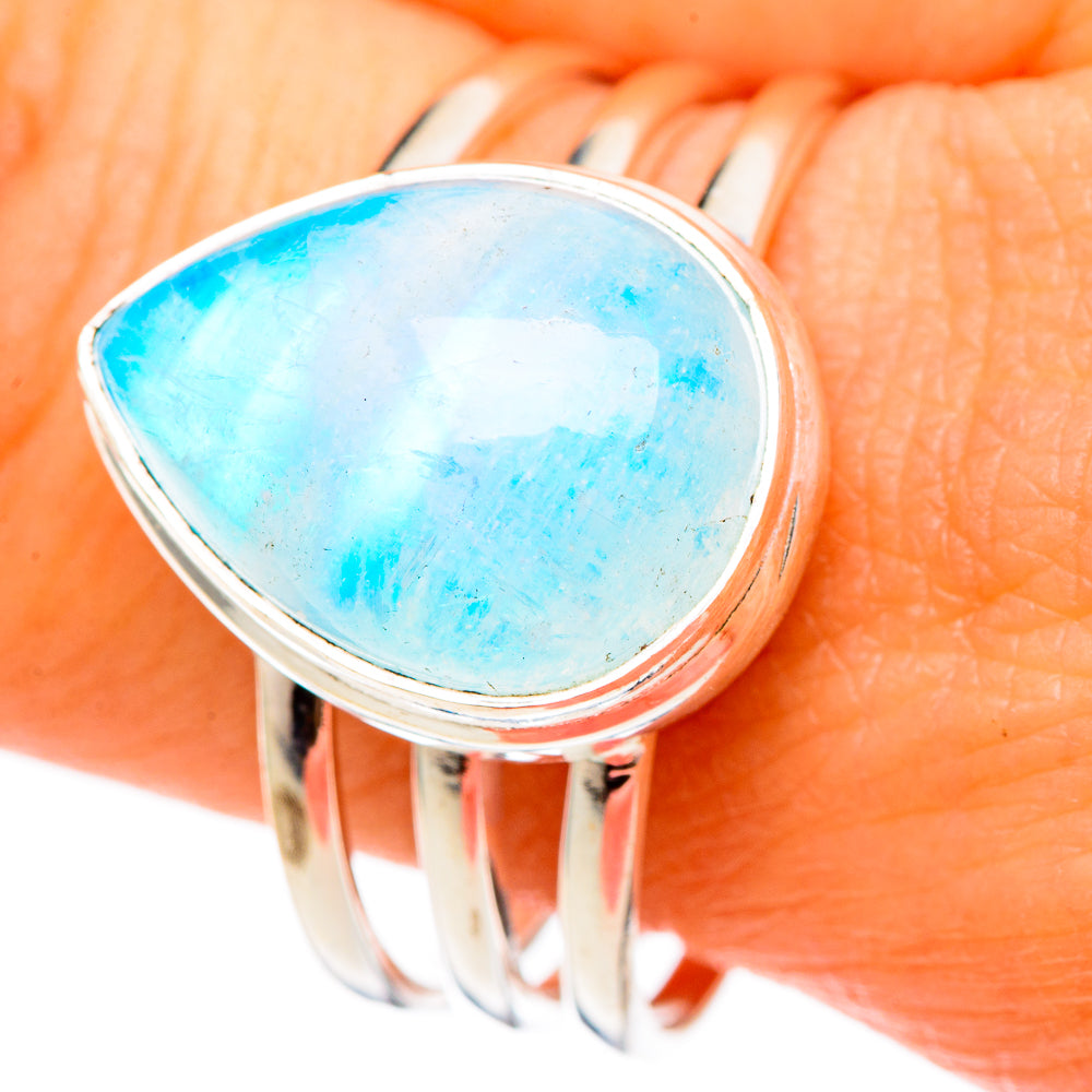 Rainbow Moonstone Rings handcrafted by Ana Silver Co - RING101659