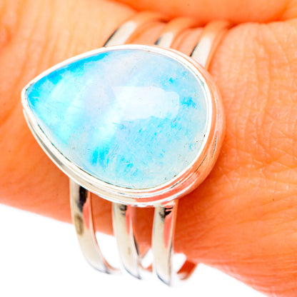 Rainbow Moonstone Rings handcrafted by Ana Silver Co - RING101659