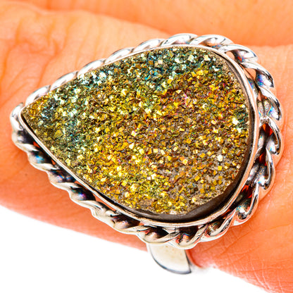 Spectro Pyrite Druzy Rings handcrafted by Ana Silver Co - RING101672