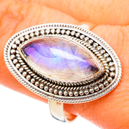 Rainbow Moonstone Rings handcrafted by Ana Silver Co - RING101678