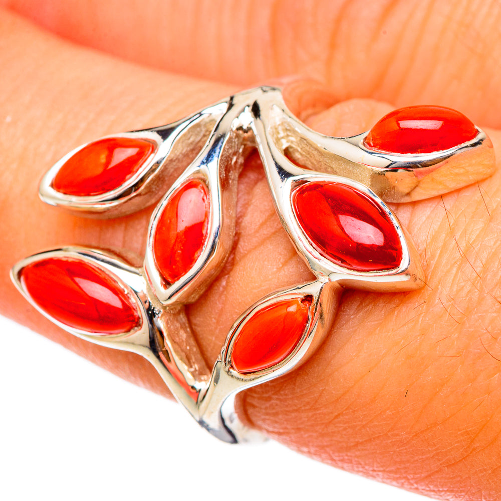 Mediterranean Red Coral Rings handcrafted by Ana Silver Co - RING101695