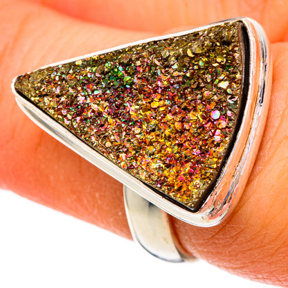 Spectro Pyrite Druzy Rings handcrafted by Ana Silver Co - RING101698
