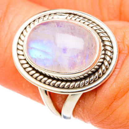 Rainbow Moonstone Rings handcrafted by Ana Silver Co - RING101699