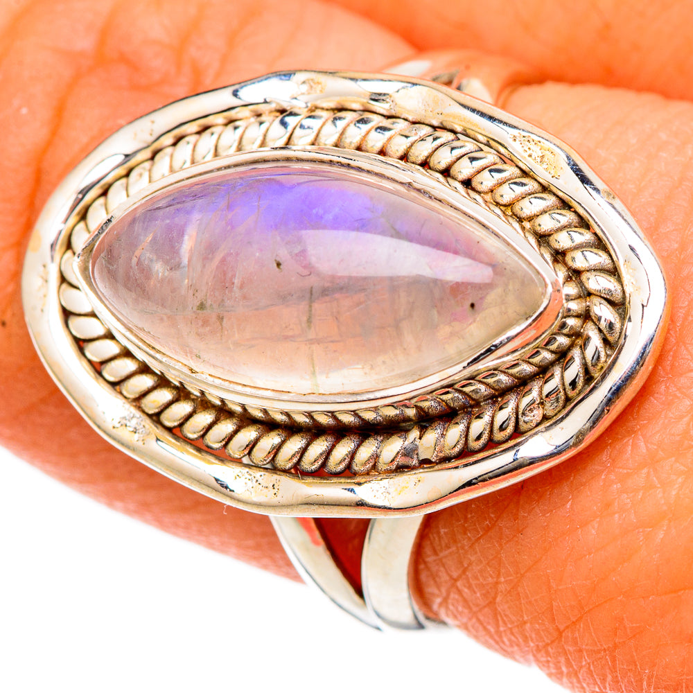 Rainbow Moonstone Rings handcrafted by Ana Silver Co - RING101701
