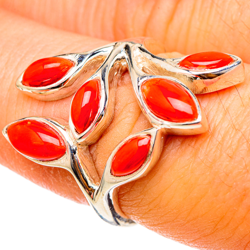 Mediterranean Red Coral Rings handcrafted by Ana Silver Co - RING101717