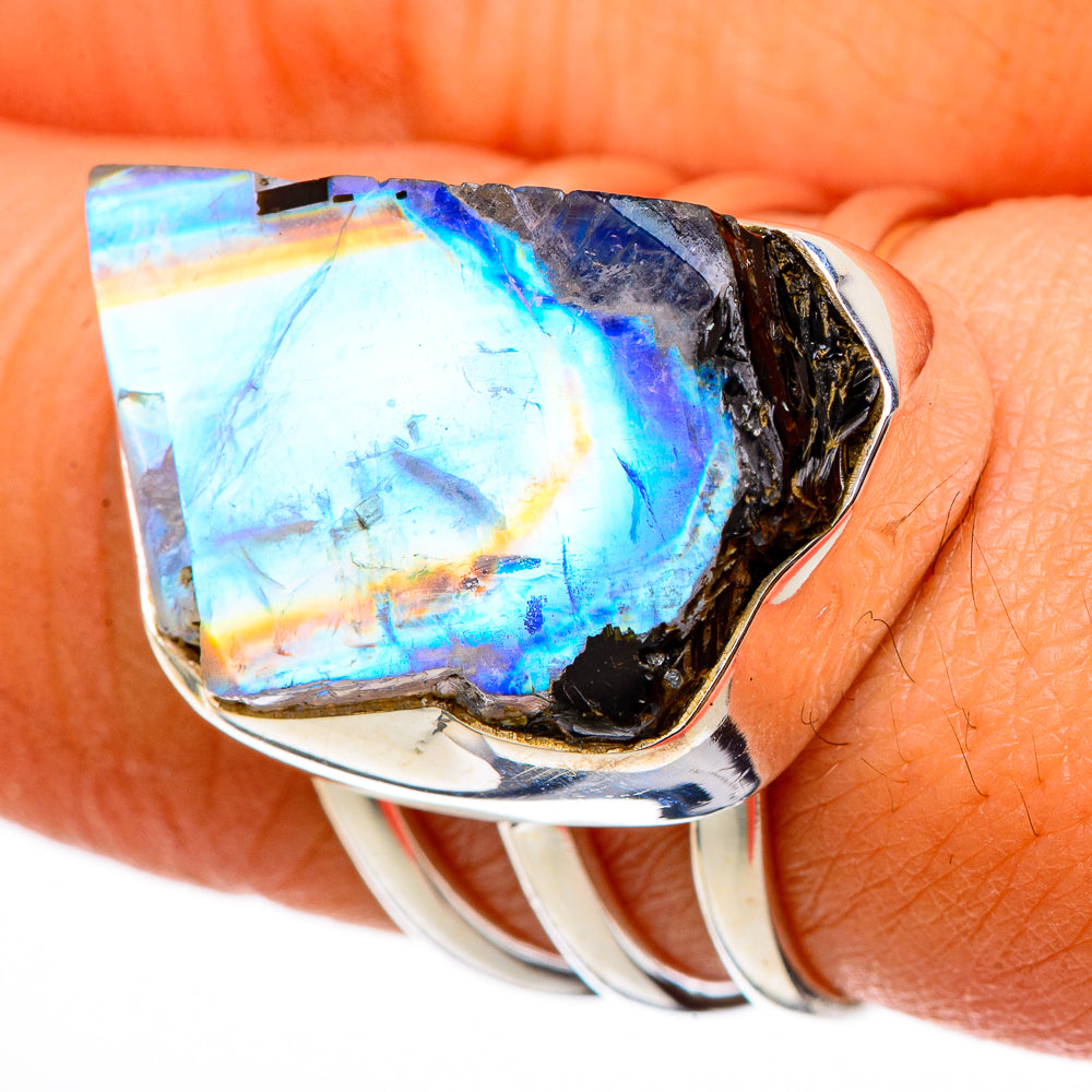 Rainbow Moonstone Rings handcrafted by Ana Silver Co - RING101720