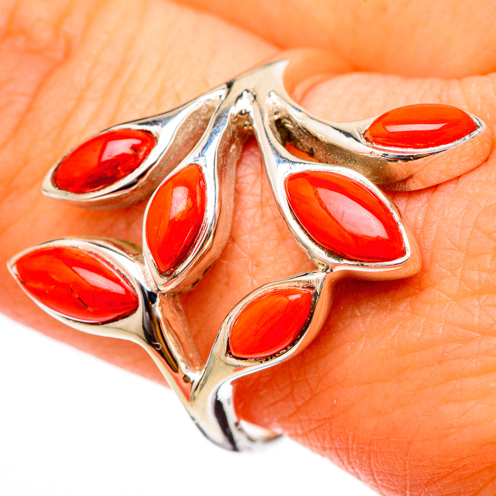 Mediterranean Red Coral Rings handcrafted by Ana Silver Co - RING101734