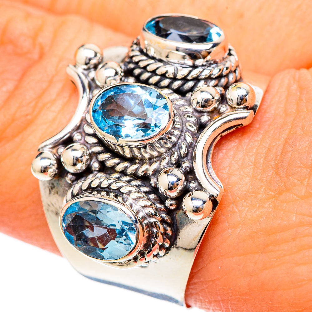 Blue Topaz Rings handcrafted by Ana Silver Co - RING101742