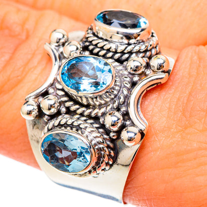 Blue Topaz Rings handcrafted by Ana Silver Co - RING101742