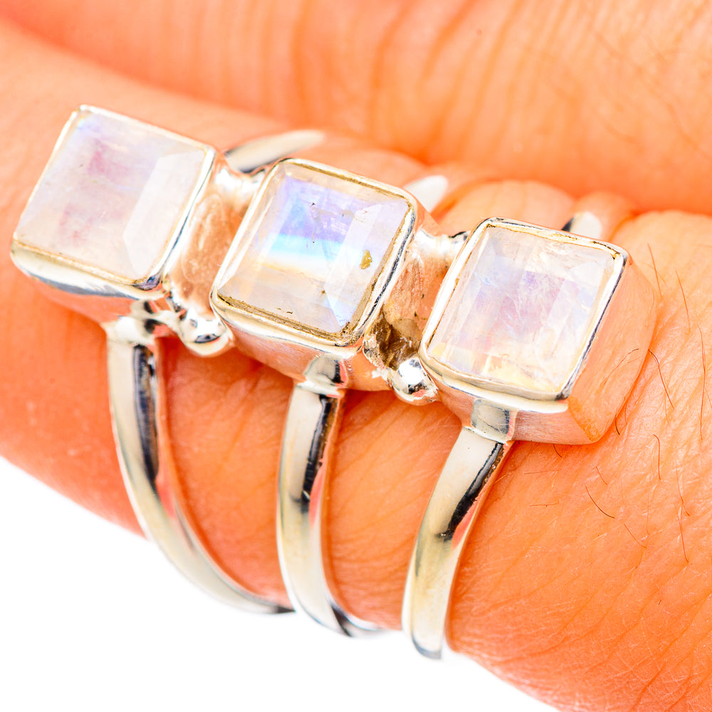 Rainbow Moonstone Rings handcrafted by Ana Silver Co - RING101751