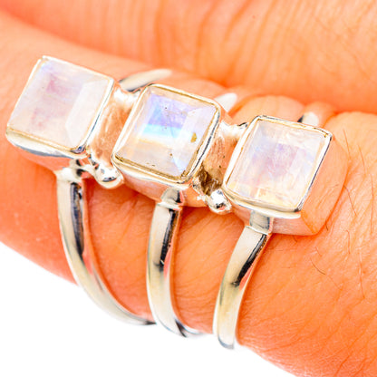 Rainbow Moonstone Rings handcrafted by Ana Silver Co - RING101751