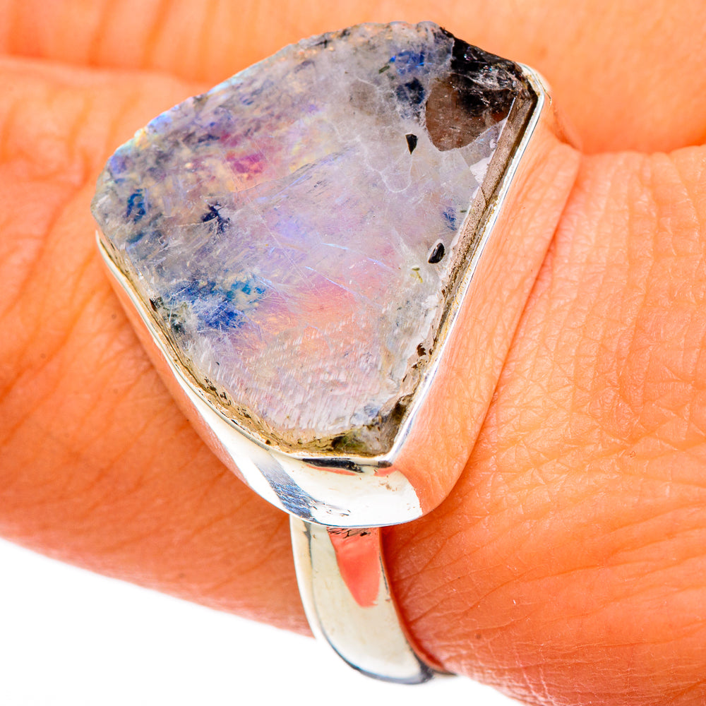 Rainbow Moonstone Rings handcrafted by Ana Silver Co - RING101768