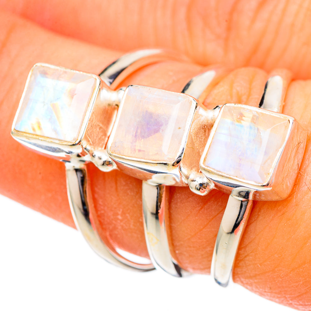 Rainbow Moonstone Rings handcrafted by Ana Silver Co - RING101769