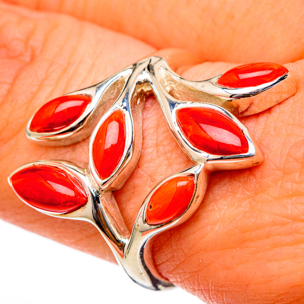 Mediterranean Red Coral Rings handcrafted by Ana Silver Co - RING101773
