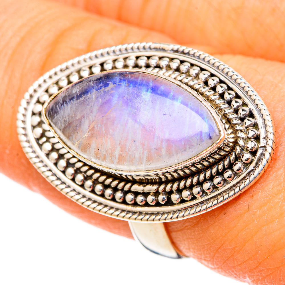 Rainbow Moonstone Rings handcrafted by Ana Silver Co - RING101776