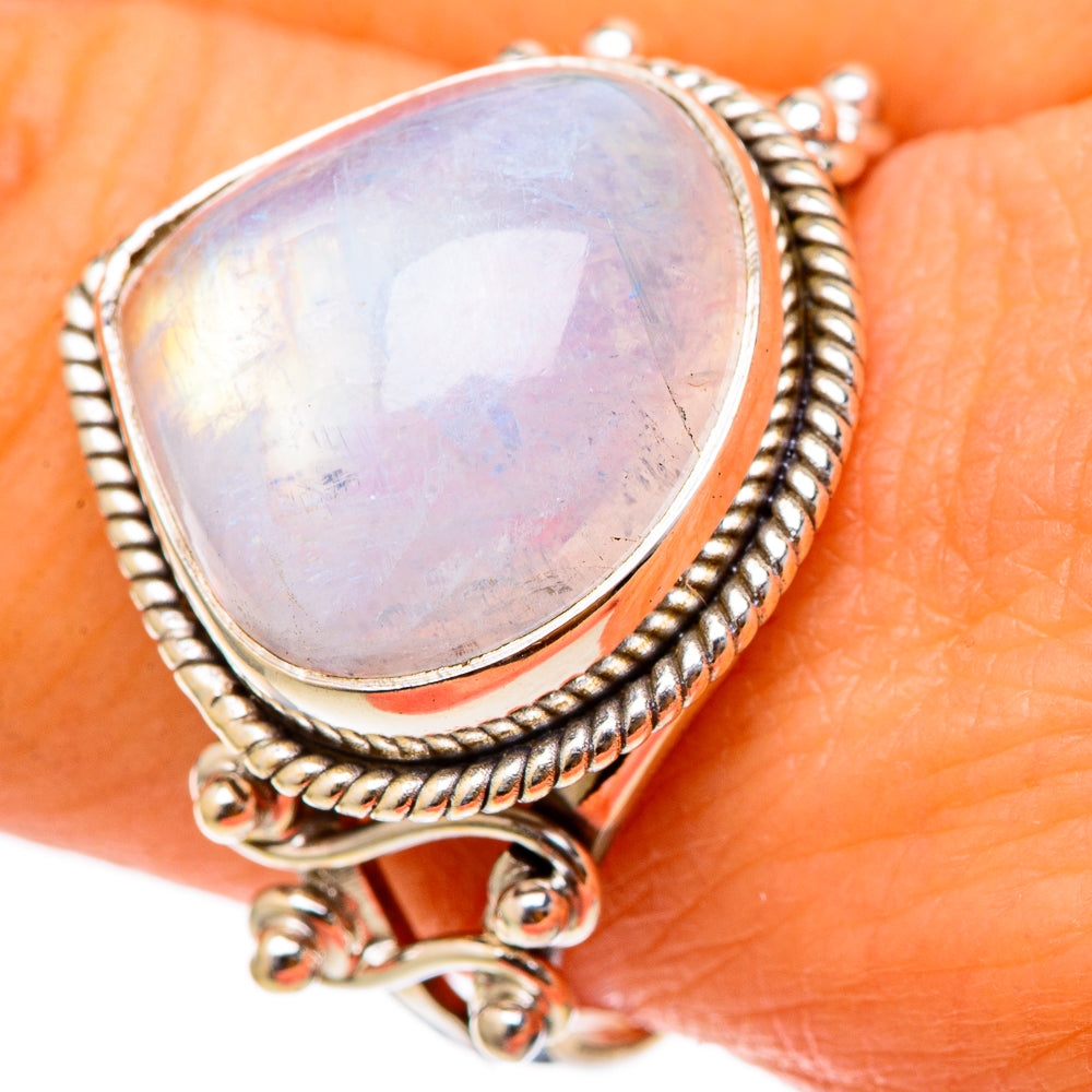 Rainbow Moonstone Rings handcrafted by Ana Silver Co - RING101777