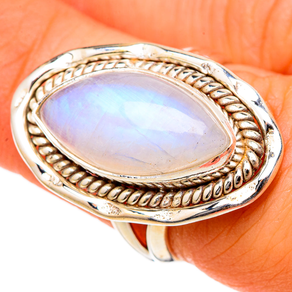 Rainbow Moonstone Rings handcrafted by Ana Silver Co - RING101782