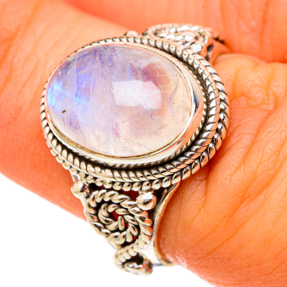 Rainbow Moonstone Rings handcrafted by Ana Silver Co - RING101784