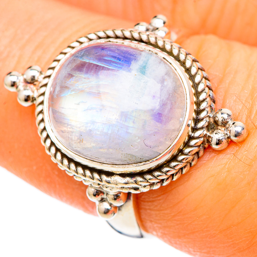 Rainbow Moonstone Rings handcrafted by Ana Silver Co - RING101788