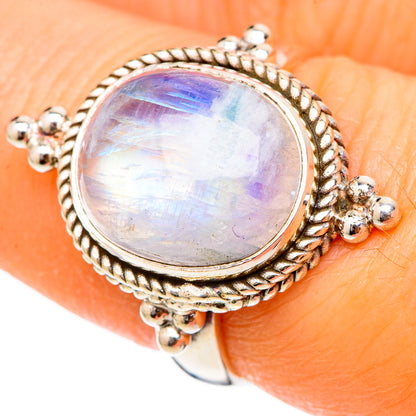 Rainbow Moonstone Rings handcrafted by Ana Silver Co - RING101788