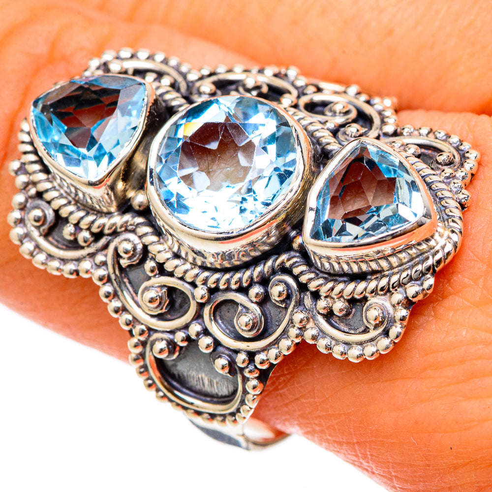 Blue Topaz Rings handcrafted by Ana Silver Co - RING101841