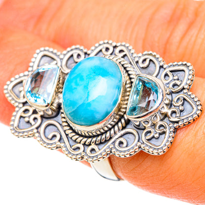 Larimar, Blue Topaz Rings handcrafted by Ana Silver Co - RING101842