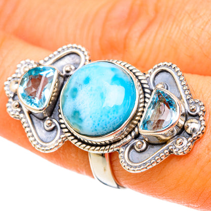 Larimar, Blue Topaz Rings handcrafted by Ana Silver Co - RING101845
