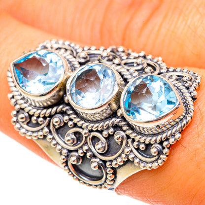 Blue Topaz Rings handcrafted by Ana Silver Co - RING101877