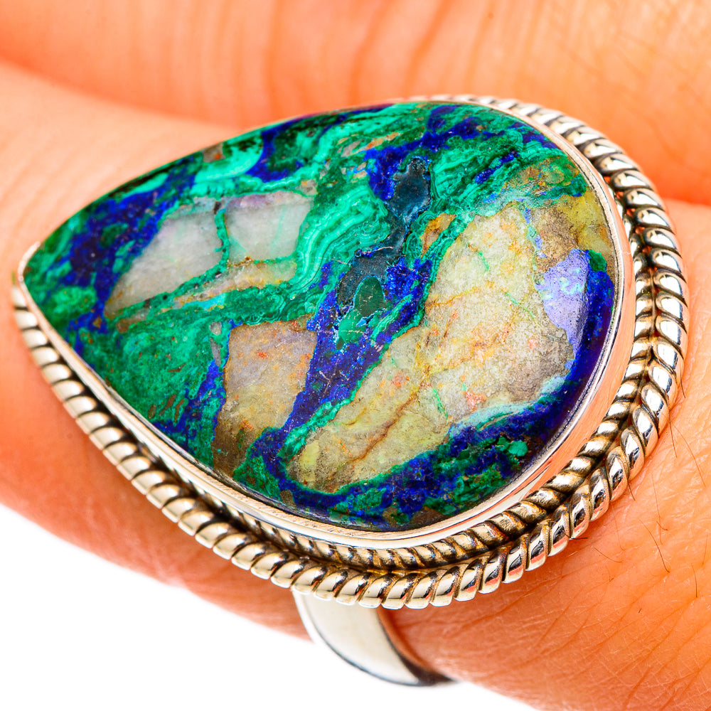 Azurite Malachite Rings handcrafted by Ana Silver Co - RING101898