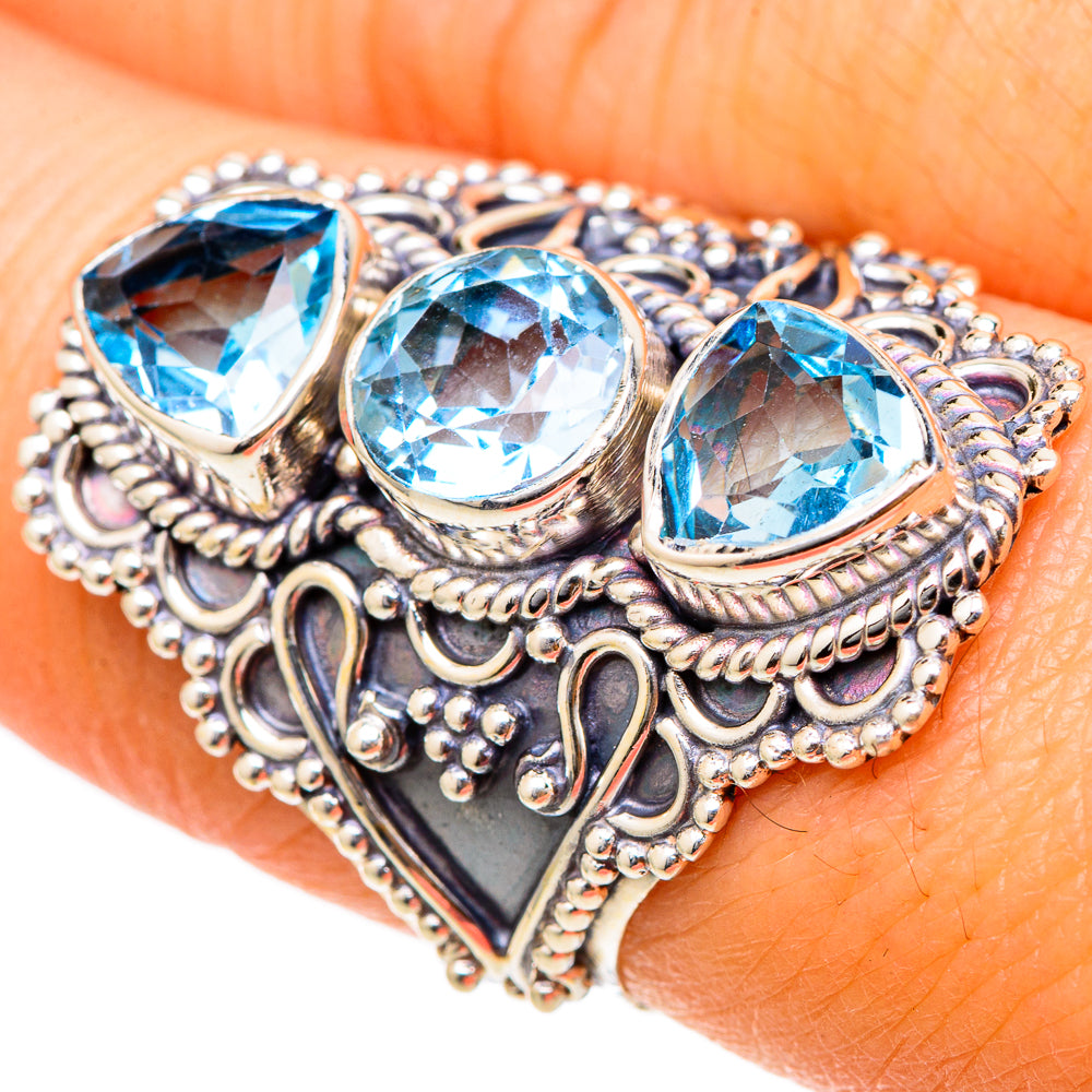 Blue Topaz Rings handcrafted by Ana Silver Co - RING101904