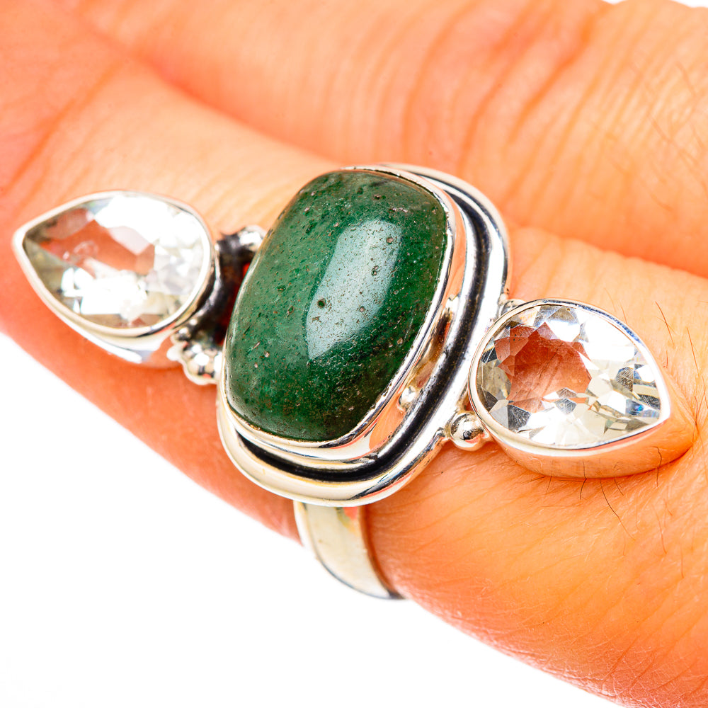 Green Aventurine, White Quartz Rings handcrafted by Ana Silver Co - RING101911