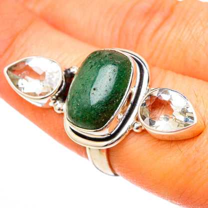Green Aventurine, White Quartz Rings handcrafted by Ana Silver Co - RING101911
