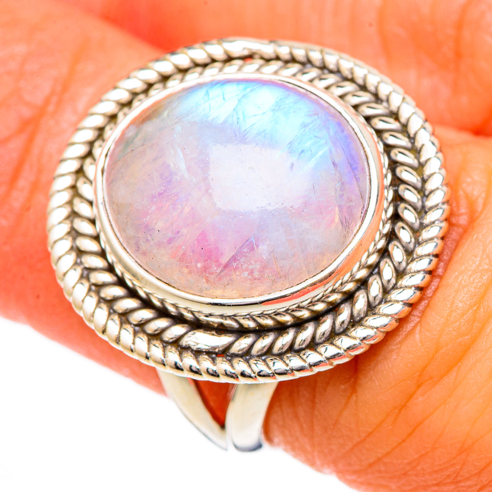 Rainbow Moonstone Rings handcrafted by Ana Silver Co - RING101952