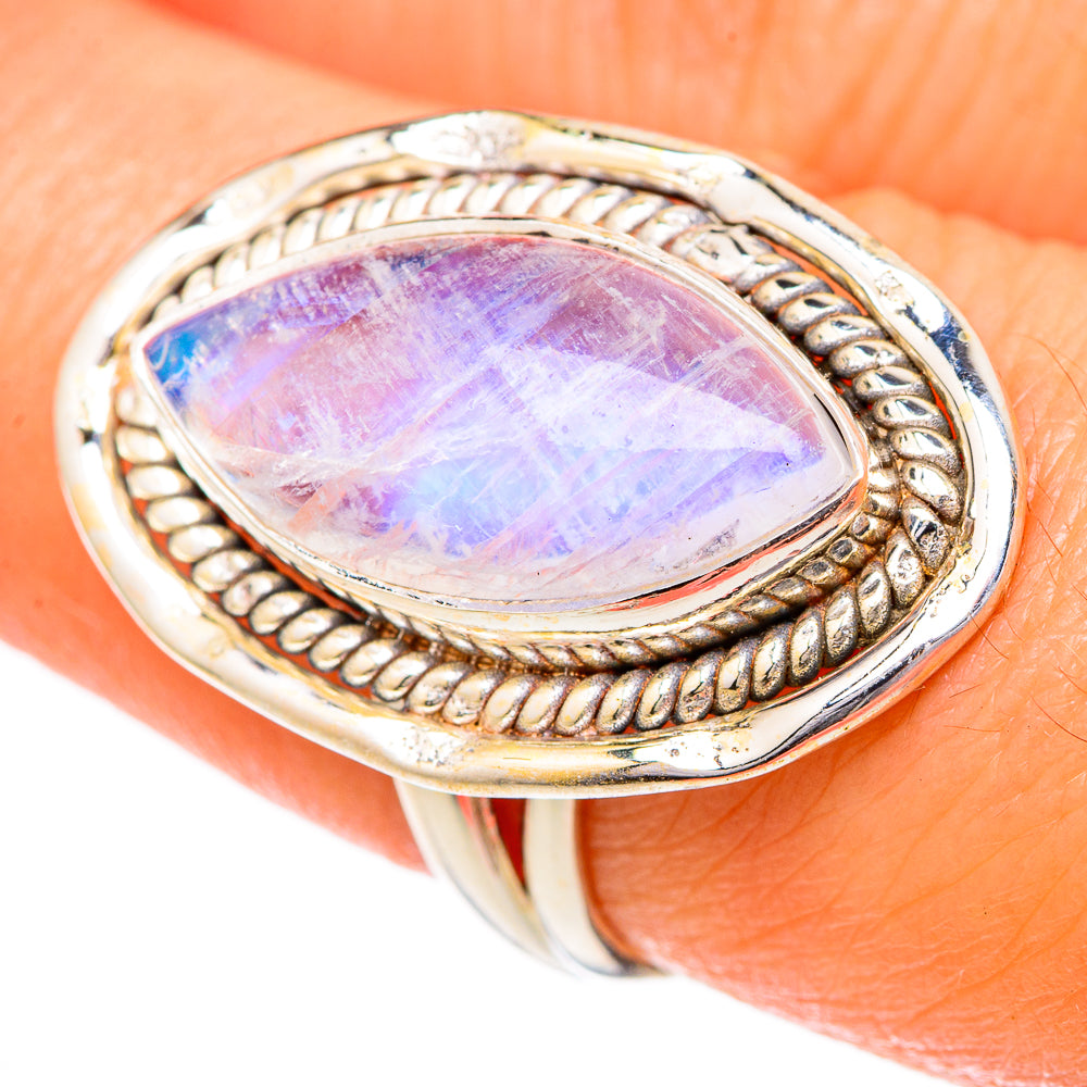 Rainbow Moonstone Rings handcrafted by Ana Silver Co - RING101977