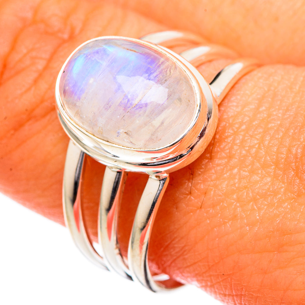 Rainbow Moonstone Rings handcrafted by Ana Silver Co - RING101978