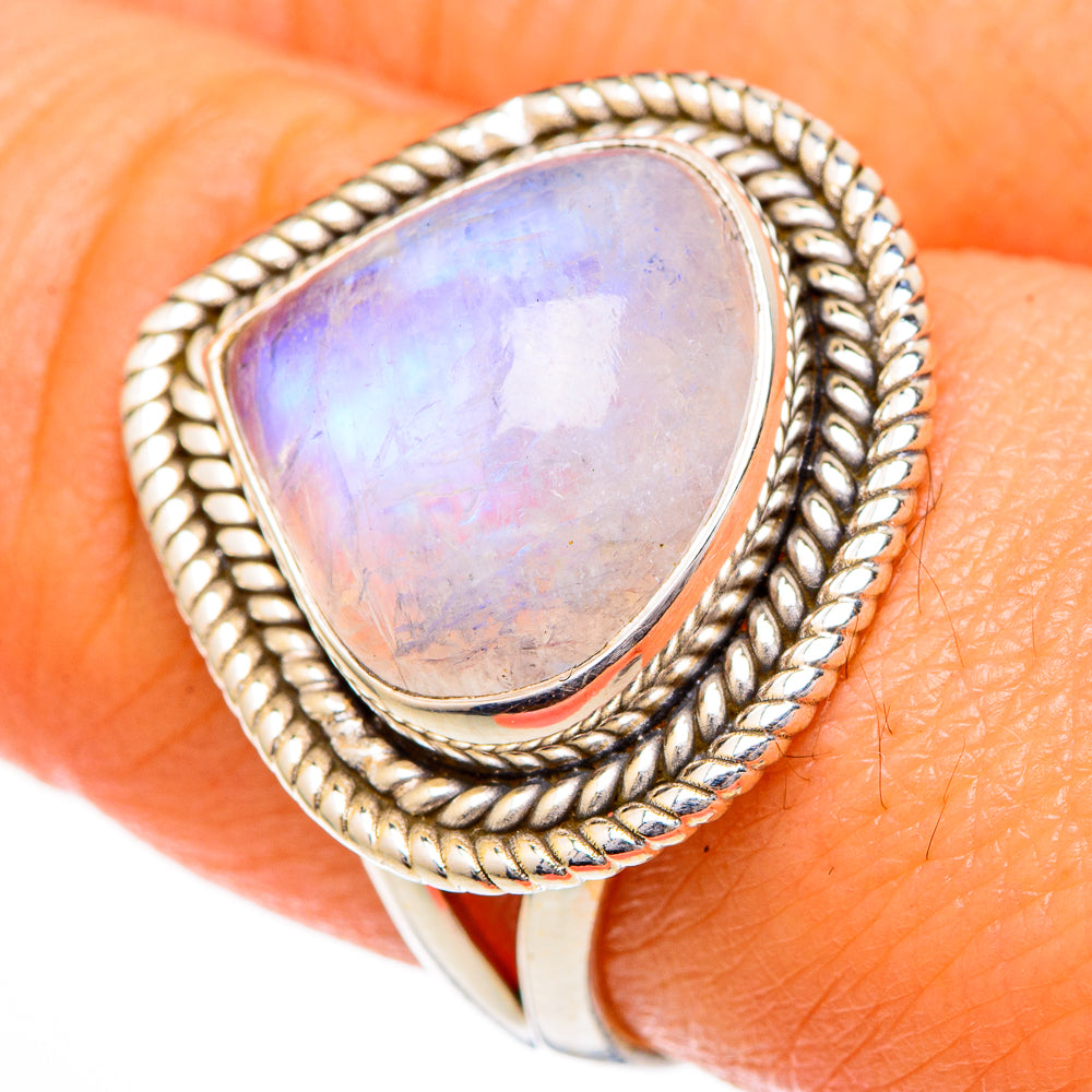 Rainbow Moonstone Rings handcrafted by Ana Silver Co - RING101979