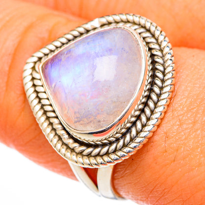 Rainbow Moonstone Rings handcrafted by Ana Silver Co - RING101979