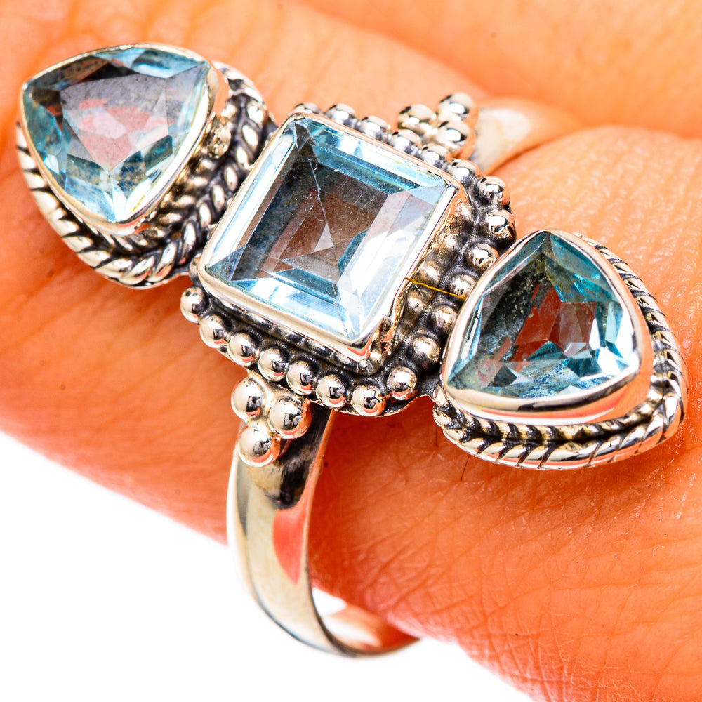 Blue Topaz Rings handcrafted by Ana Silver Co - RING101985