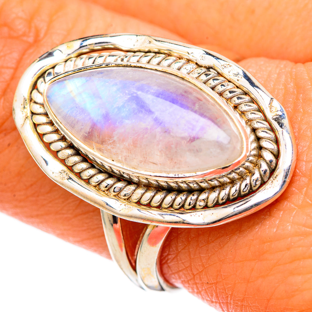 Rainbow Moonstone Rings handcrafted by Ana Silver Co - RING101999