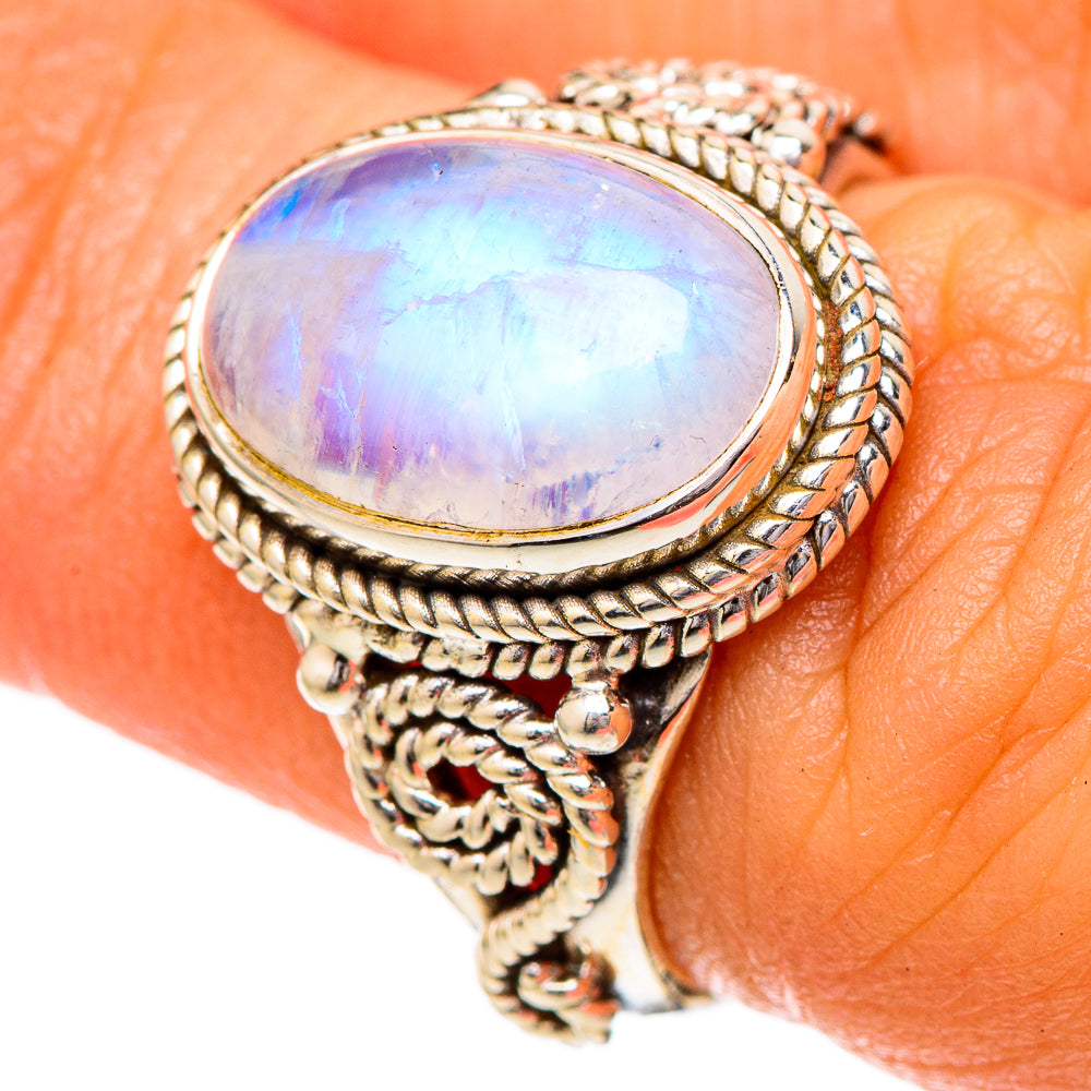 Rainbow Moonstone Rings handcrafted by Ana Silver Co - RING102000