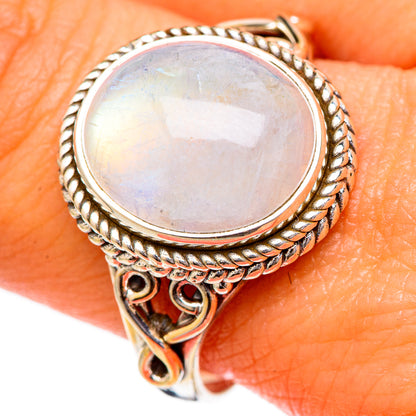 Rainbow Moonstone Rings handcrafted by Ana Silver Co - RING102001