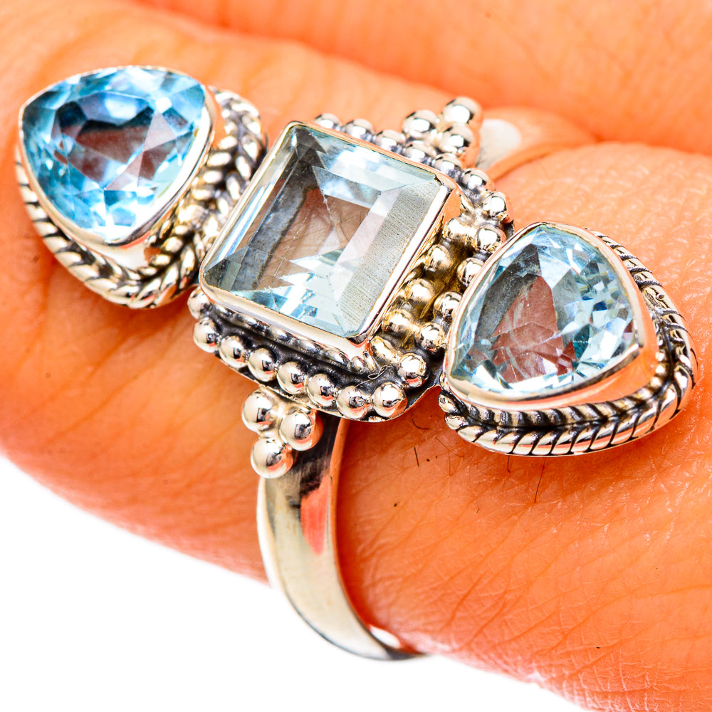 Blue Topaz Rings handcrafted by Ana Silver Co - RING102010