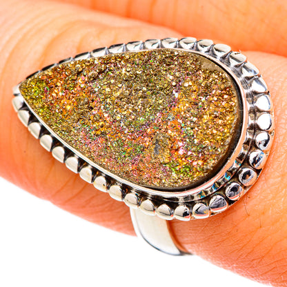 Spectro Pyrite Druzy Rings handcrafted by Ana Silver Co - RING102020