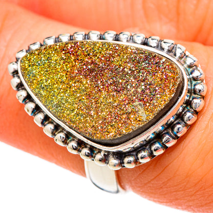 Spectro Pyrite Druzy Rings handcrafted by Ana Silver Co - RING102021