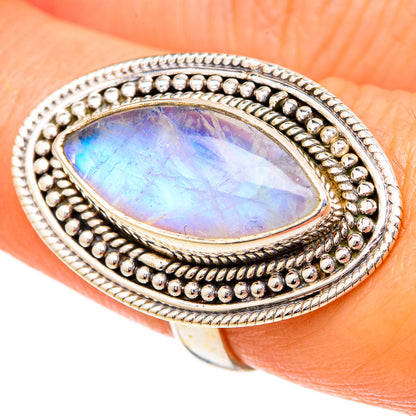 Rainbow Moonstone Rings handcrafted by Ana Silver Co - RING102061