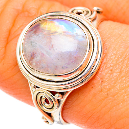 Rainbow Moonstone Rings handcrafted by Ana Silver Co - RING102062