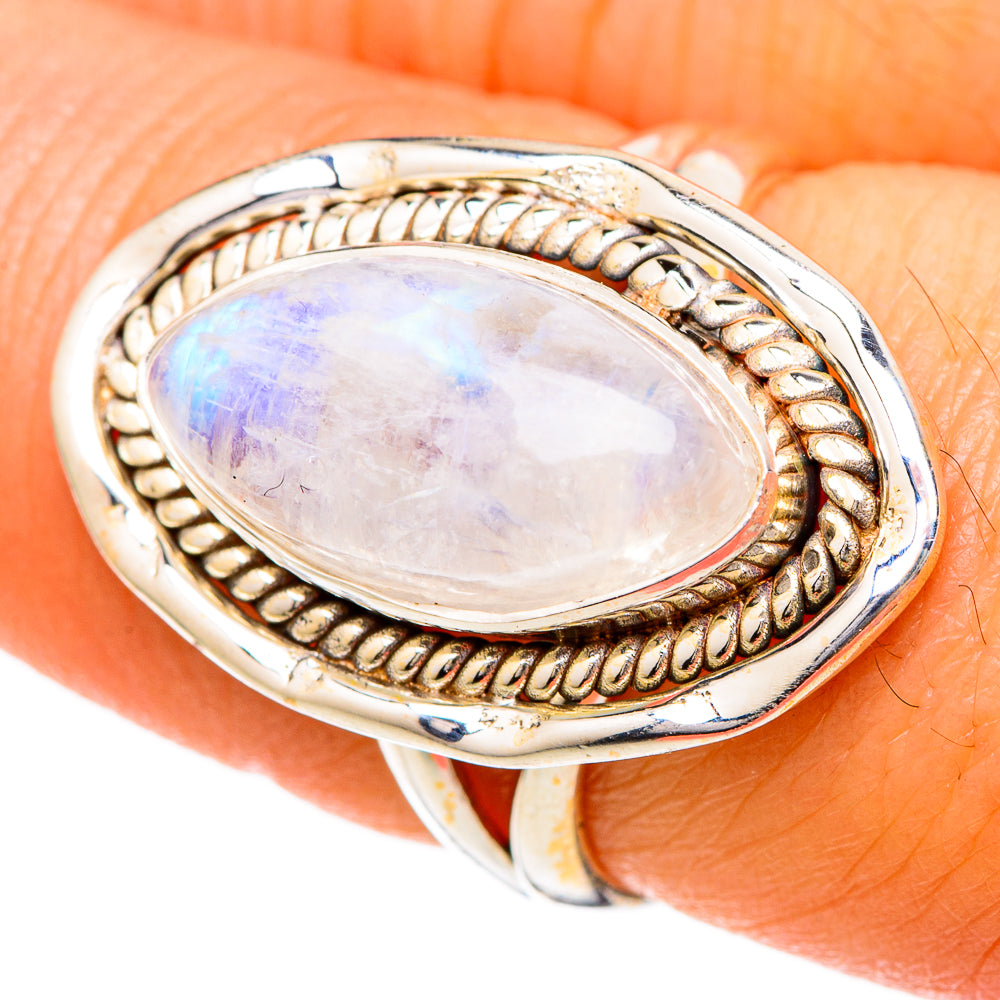 Rainbow Moonstone Rings handcrafted by Ana Silver Co - RING102086